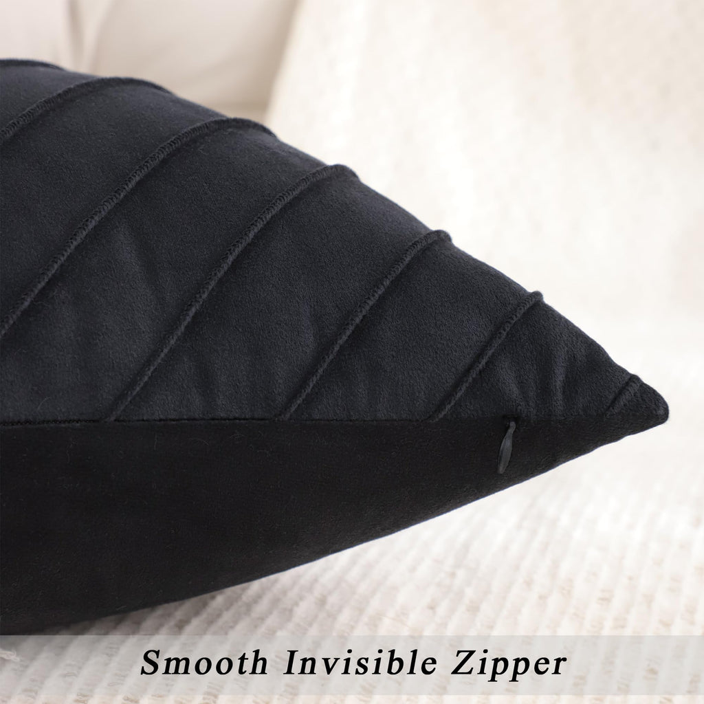 Velvet Throw Pillow Covers 18x18 inch Pack of 2 Gold Decor Black