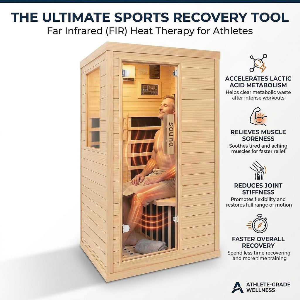 Far Infrared Sauna Room for Home Use - 1350W Natural Hemlock Indoor Personal Wooden Personal Dry Sauna with Rapid