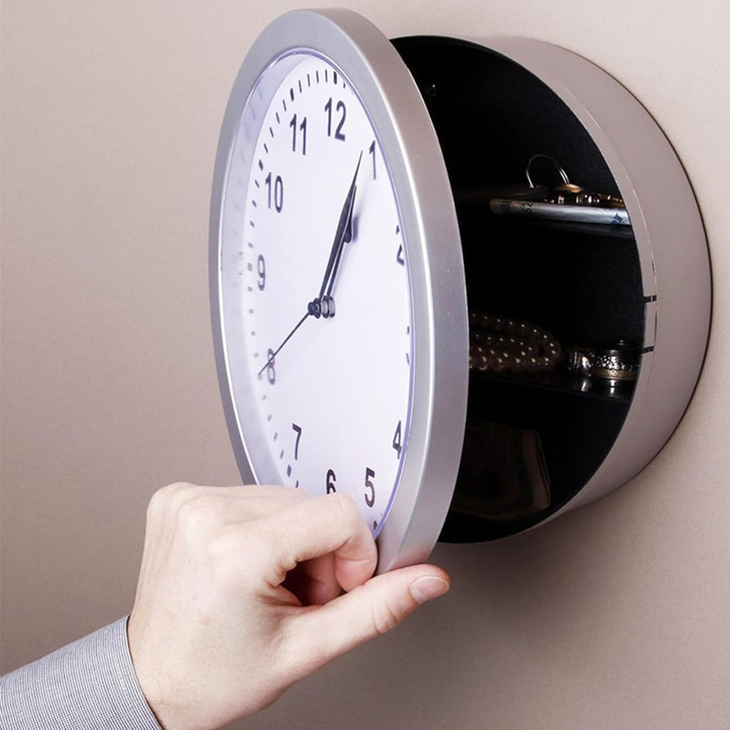Wall Clock with Hidden Safe, 10 inch Plastic Secret Safe Wall Clock for Living Room Decor, Vintage Decor Clock Diversion Safe with...