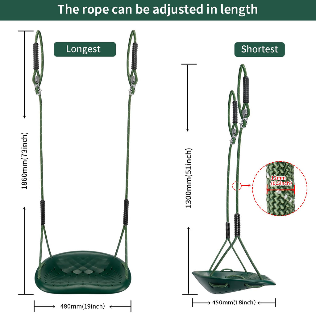 Heavy Duty Swing Seat, Capacity Outdoor Swing Seat for Adults & Kids, Green
