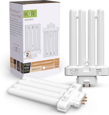 CFL Light Bulbs, 27W, 6500K Daylight, GX10Q-4 Base, 2-Pack