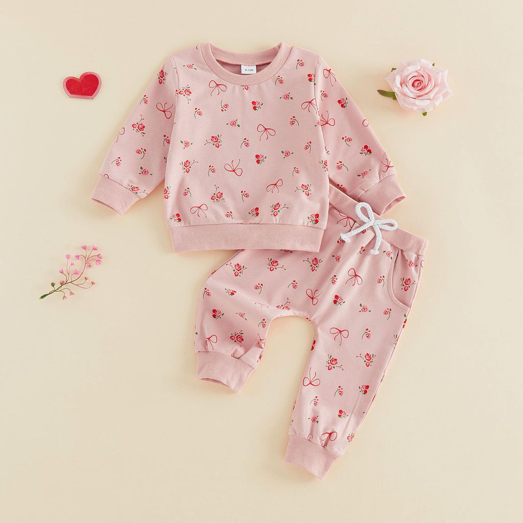 Toddler Baby Girl Clothes Cute Long Sleeve Sweatshirt Sweatpant Outfits Fall Winter Tops Pant Outfit Sweatsuit