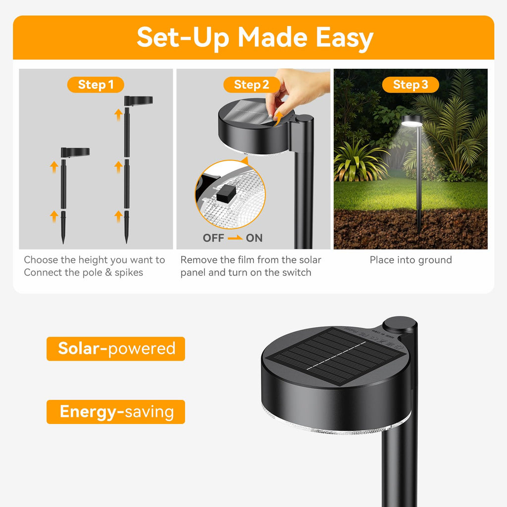 12 Pack Solar Pathway Lights Outdoor, 12 Brighter LED Solar Lights Outdoor Waterproof, Up to 12 Hrs Modern Path Light