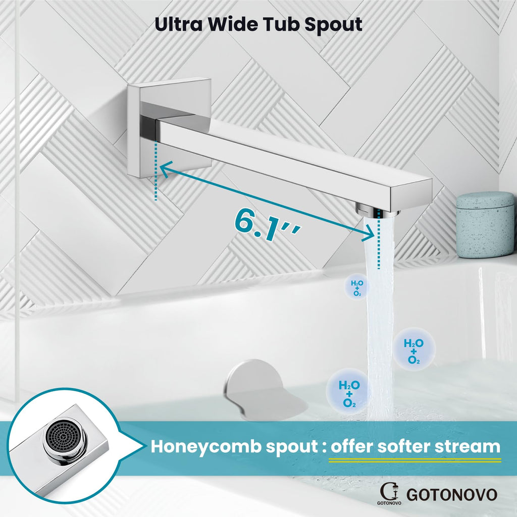 Bathtub Shower Faucet Set, 12 Inch Shower Head, Polish Chrome