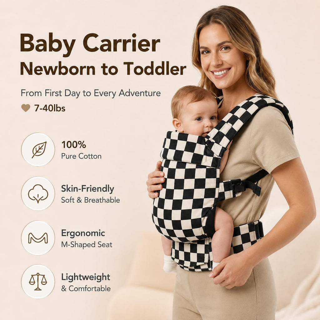 Carrier Newborn to Toddler,Cotton Infant Carrier,7-40lbs Baby Carrier