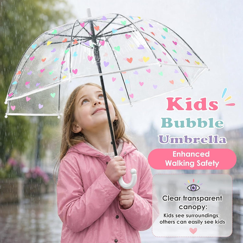 Kids Umbrella Bubble Clear Umbrella with Dome Canopy for Toddler Girls Boys