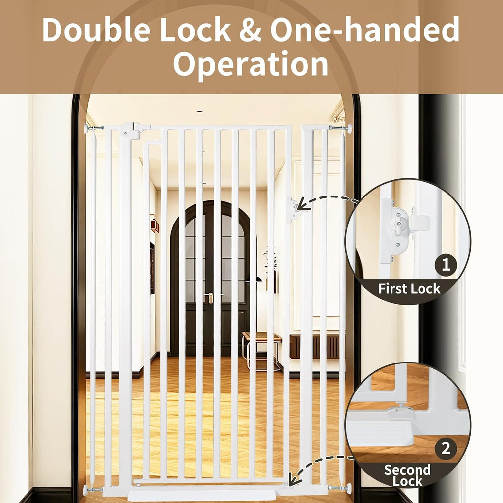 59" Extra Tall Cat Gate for Doorway, 29.4-33.4" Wide, White