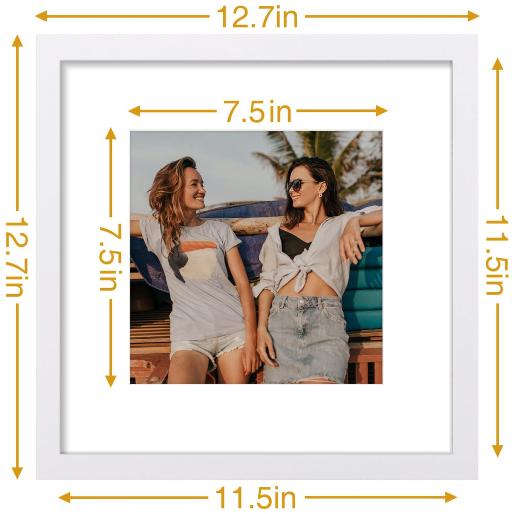 12x12 Picture Frame, Matted for 8x8 Photos, White