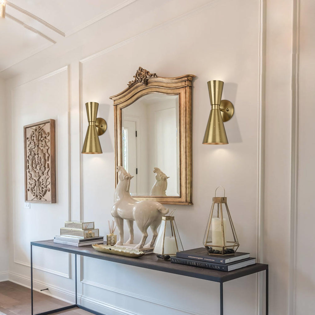 Brass Wall Sconce, Mid Century Modern Sconce Wall Lighting, Up Down Gold Wall Sconces E12 Base, Vintage Farmhouse