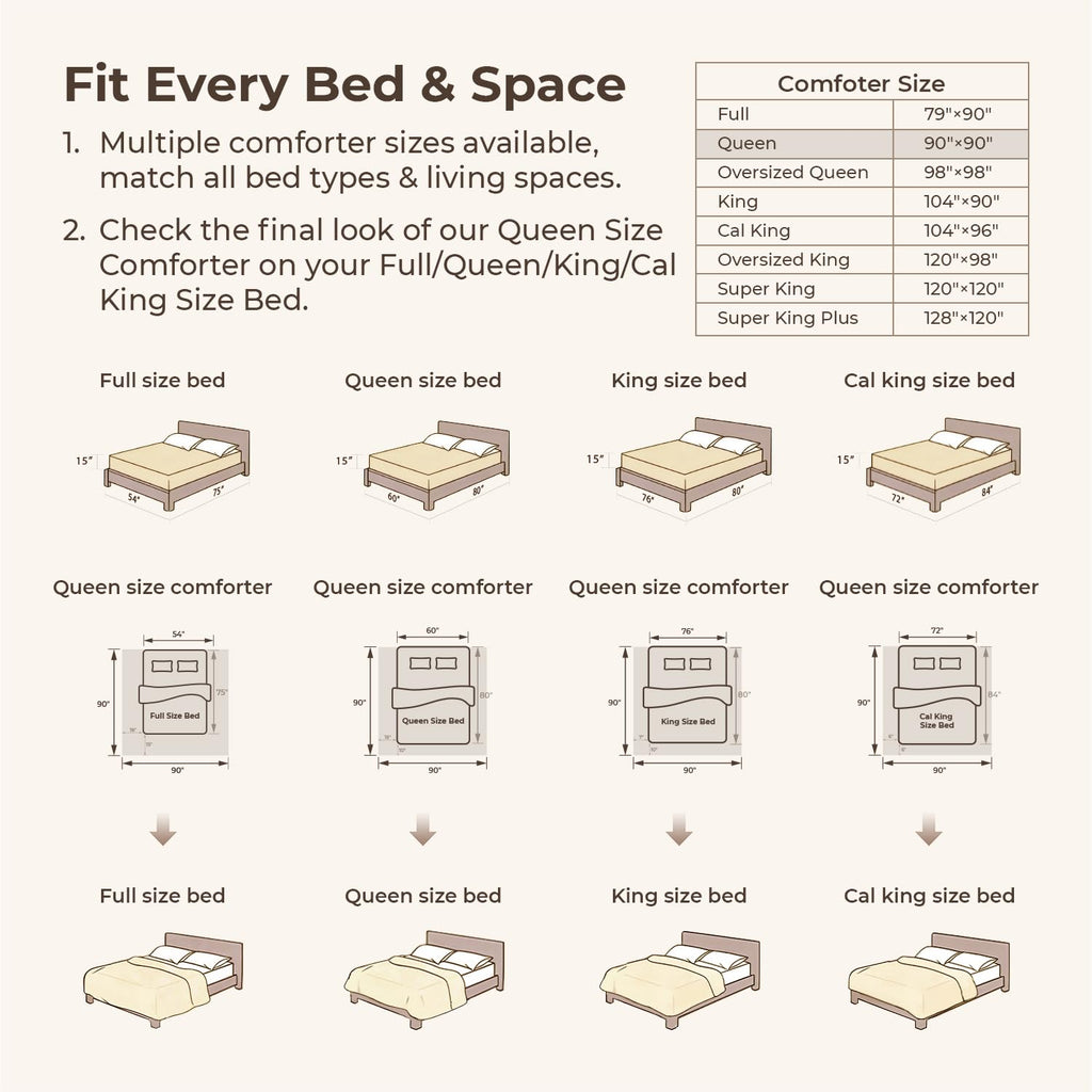 Queen Size Comforter Set, 3 Pieces Beige Tufted Boho Bedding Set