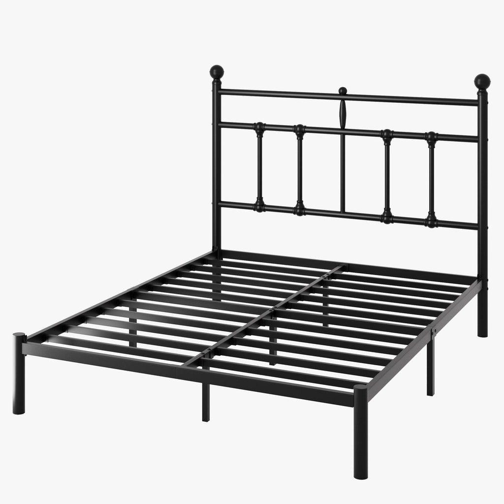 Metal Platform Bed Frame with Victorian Vintage Headboard/Under Bed Storage/No Box Spring Needed/Easy