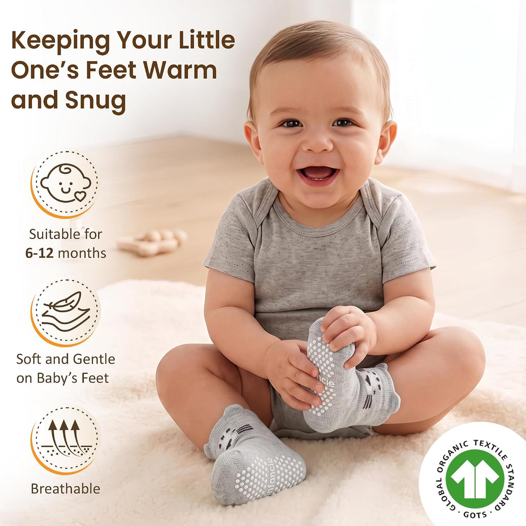 Organic Cotton Blend 12 Pairs Warm Baby Socks Boys Non Slip Gift