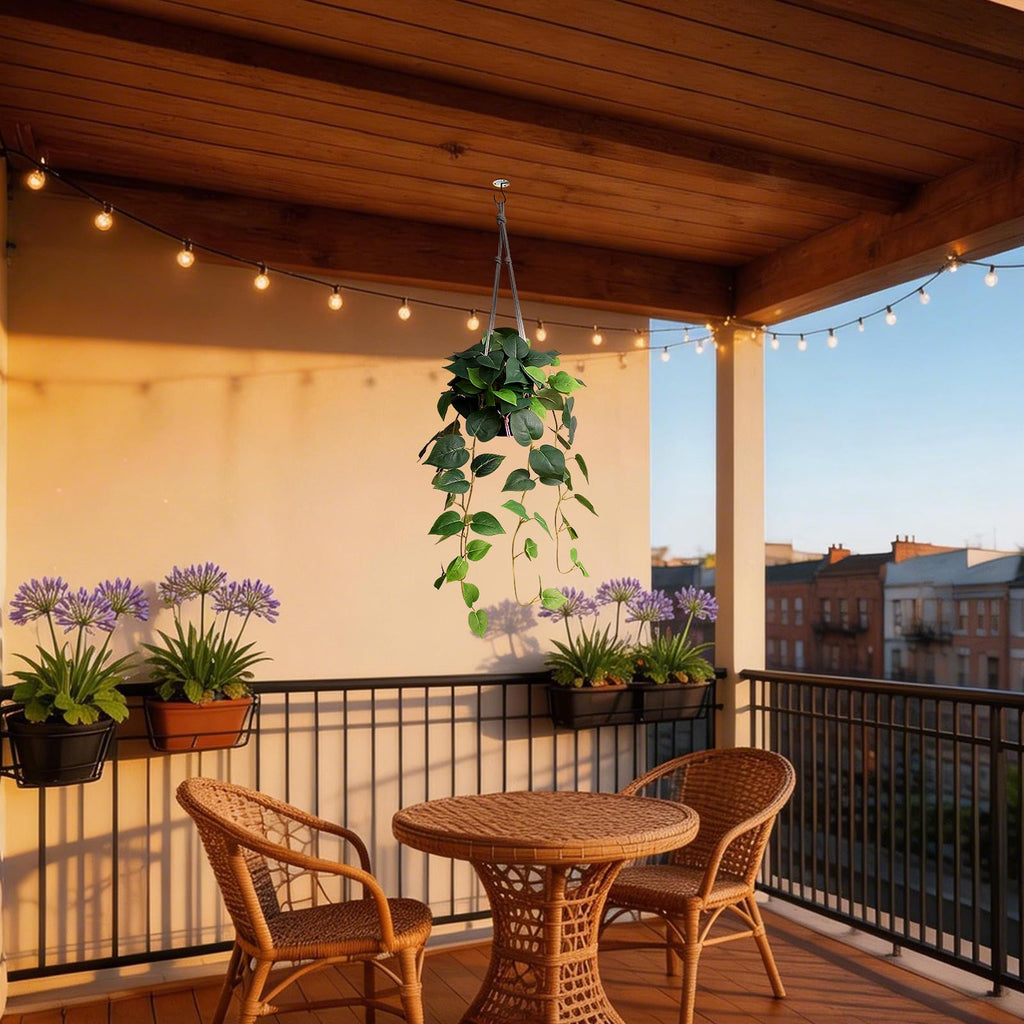 Fake Hanging Plants Artificial Decor Indoor Realistic Silk Devil's Ivy Hanging Potted Plants Faux Greenery Plant