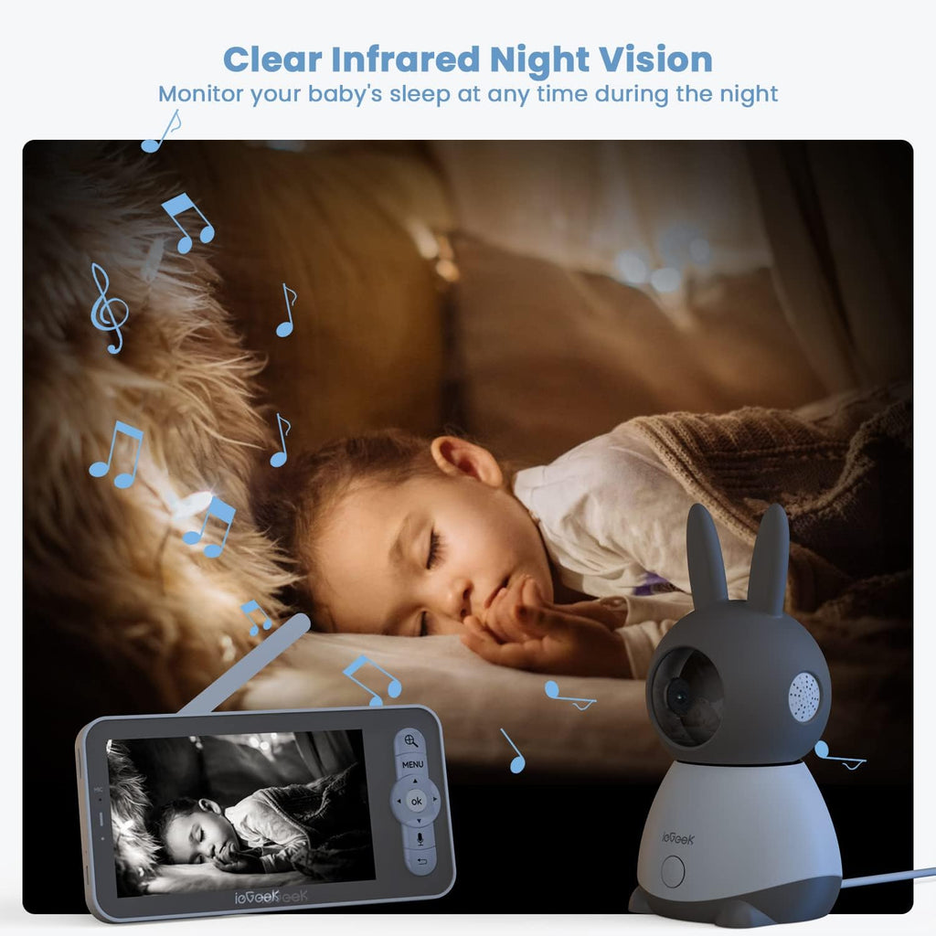 2K Split-Screen Baby Monitor, 5" WiFi 2 Cameras, Night Vision