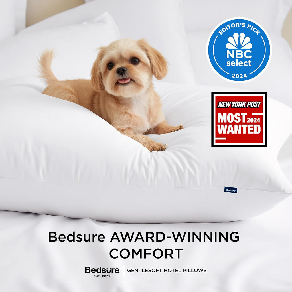 Pillows Standard Size Set of 2 - Hotel Collection Bed Pillows for Sleeping, with Down Alternative Filling, Soft