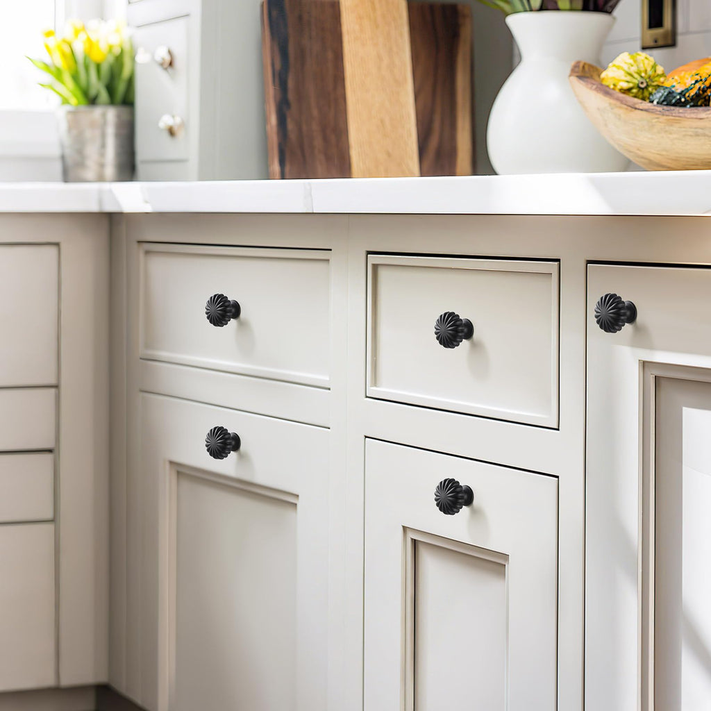 Matte Black Cabinet Knobs,10 Pack Solid Drawer Pulls for Dressers