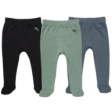 Newborn Boys' Girls' Pack Cotton Pull-On Baby Footed Pants, Solid Color Leggings Pants