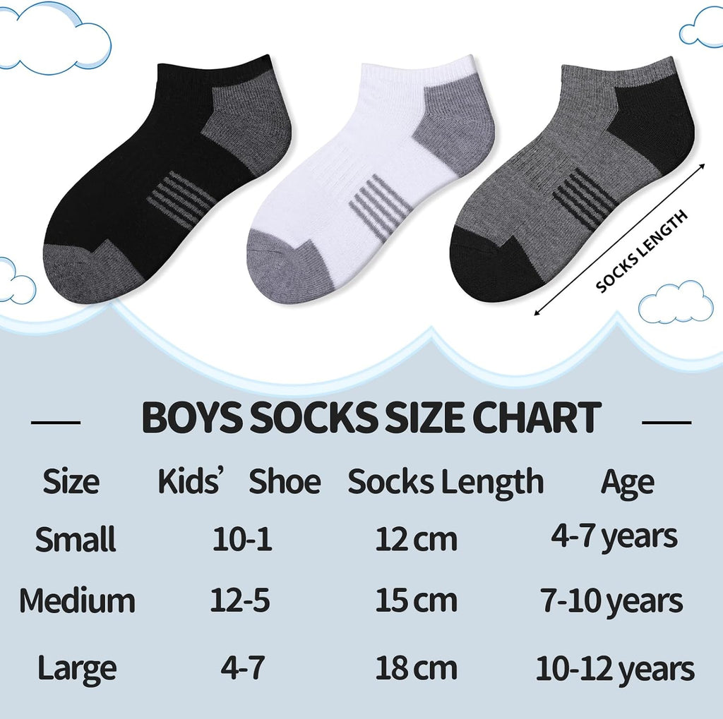 10 Pairs Boys Socks Low Cut Ankle Socks For Kids Old Short Athletic Socks With Cushioned Sole