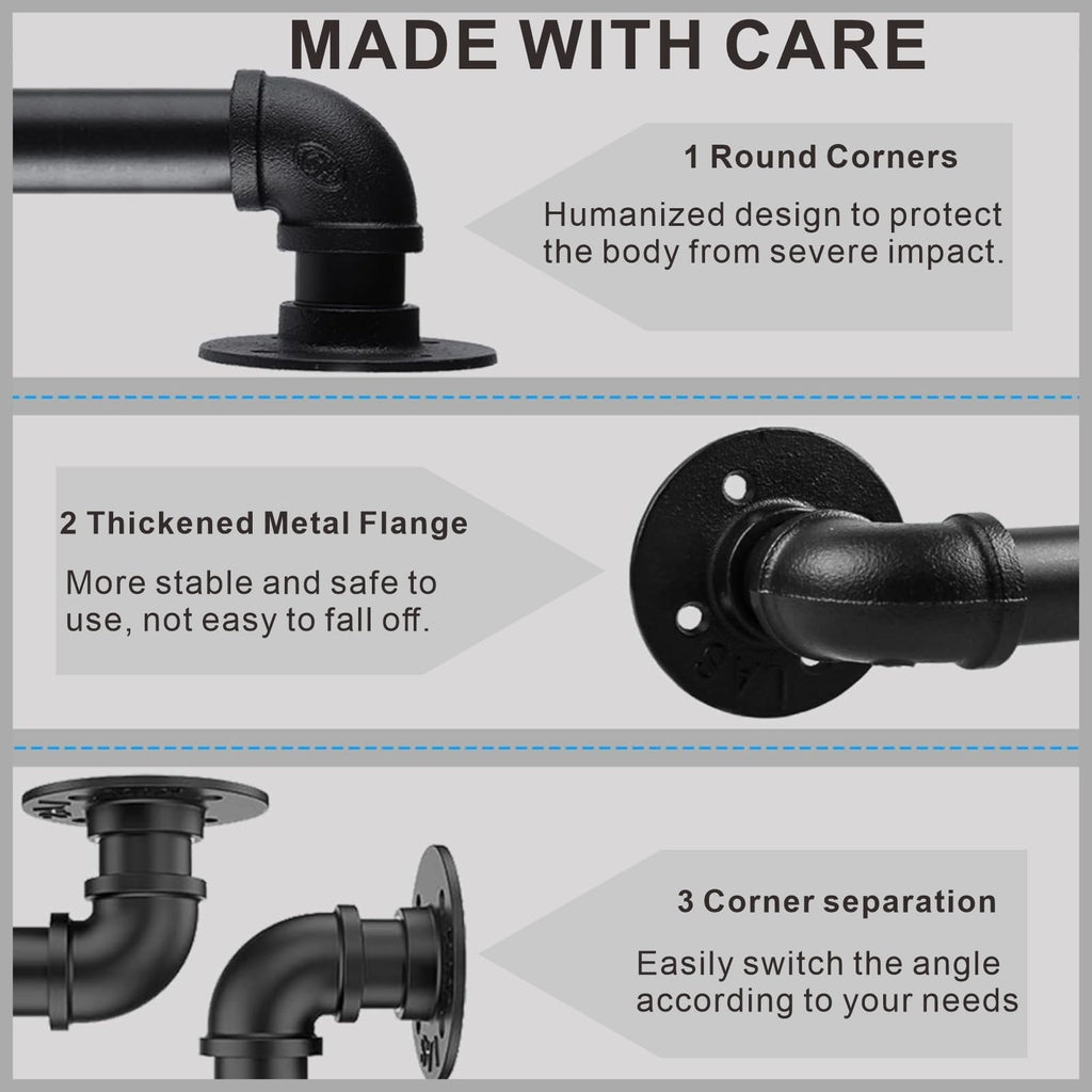 4FT Industrial Pipe Stair Railings Indoor | Casa Home Living