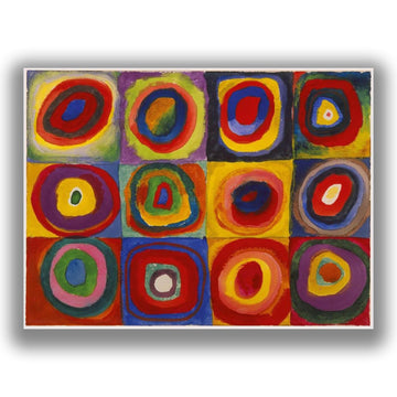 Wassily Kandinsky Colorful Squares and Concentric Circles Study Poster - Abstract Canvas Wall Art - Vibrant Colorful