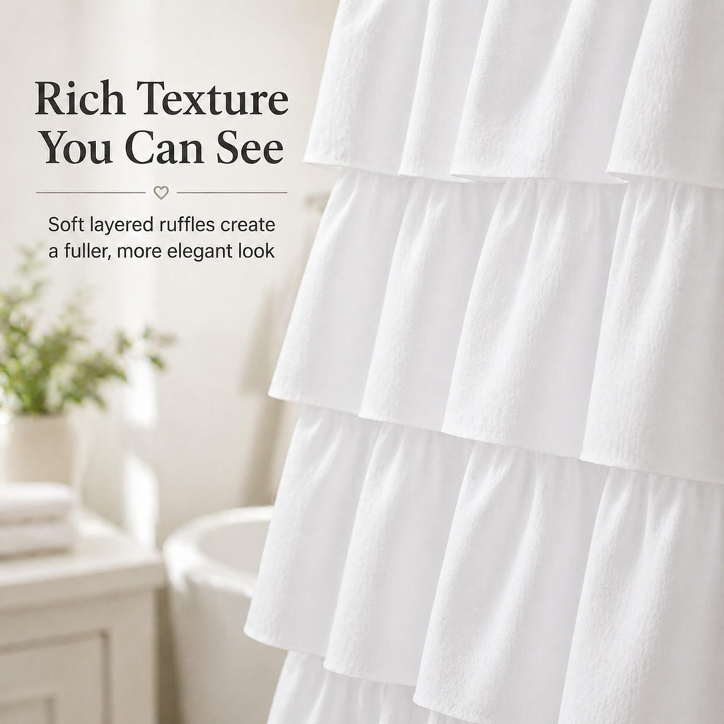 White Ruffle, 72X84, Layered Ruffles Texture