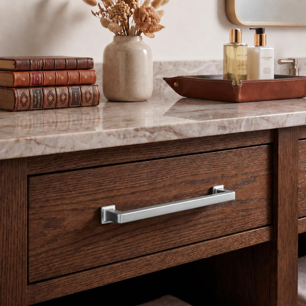 20 Pack Brushed Nickel Cabinet Pulls, 3-3/4 Inch(96mm) Hole Centers Solid Satin Nickel Cabinet Handles Kitchen