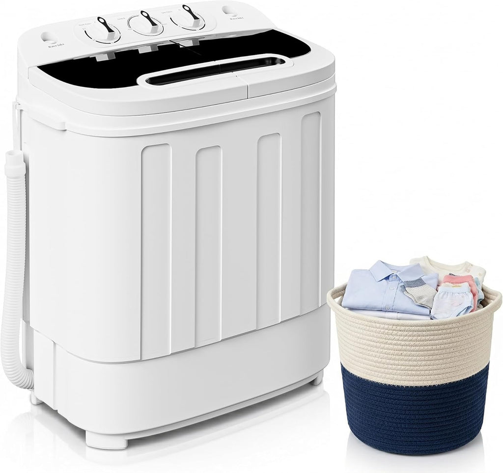 Portable Clothes Washing Machine Mini Twin Tub Washing Machine 13lbs Capacity with Spin Dryer,Compact Washer and Dryer