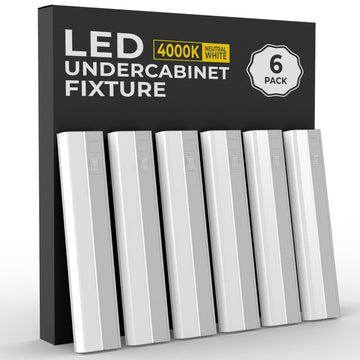 6 Pack 24" Hardwired Under Cabinet Lighting, 4000K Cool White, ETL, 1250lm