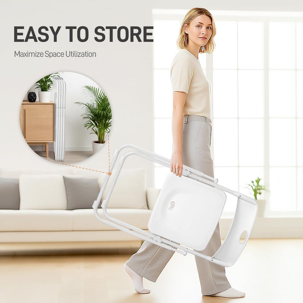 10 PCS Plastic Folding Chair, Lightweight Foldable Chair, White