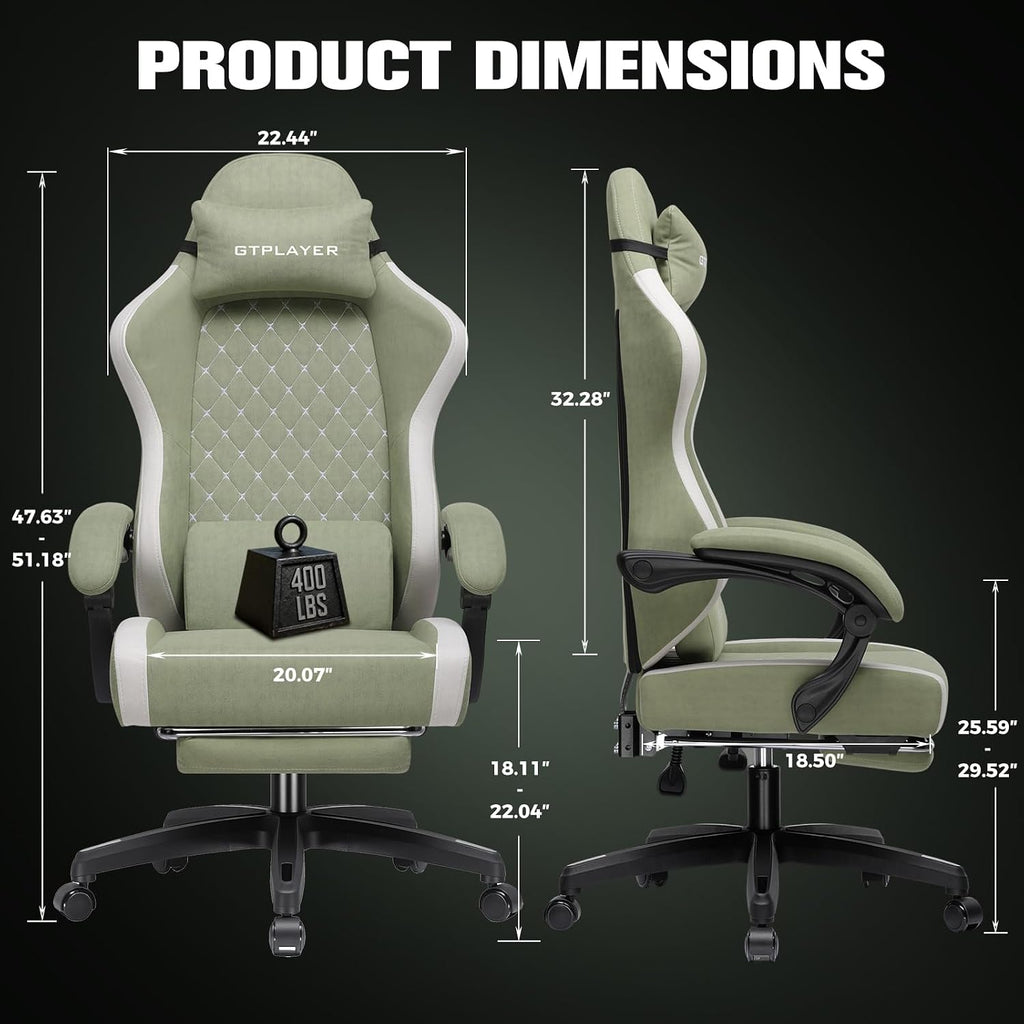 Big and Tall Gaming Chair 350lbs Heavy Duty Office Chair with Foot Rest, High Back Pocket Spring Ergonomic Computer