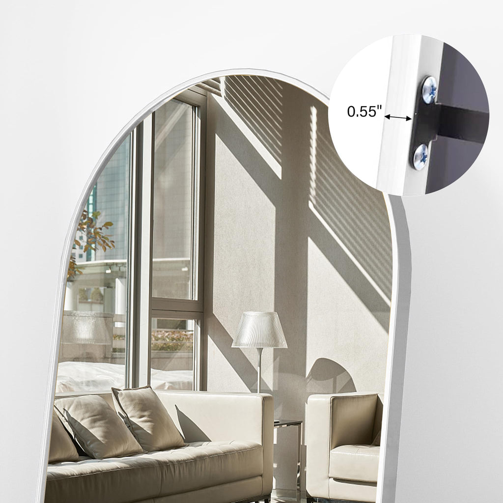 Arch Full Length Mirror, 76"x34" Standing Floor Body Mirror (White)
