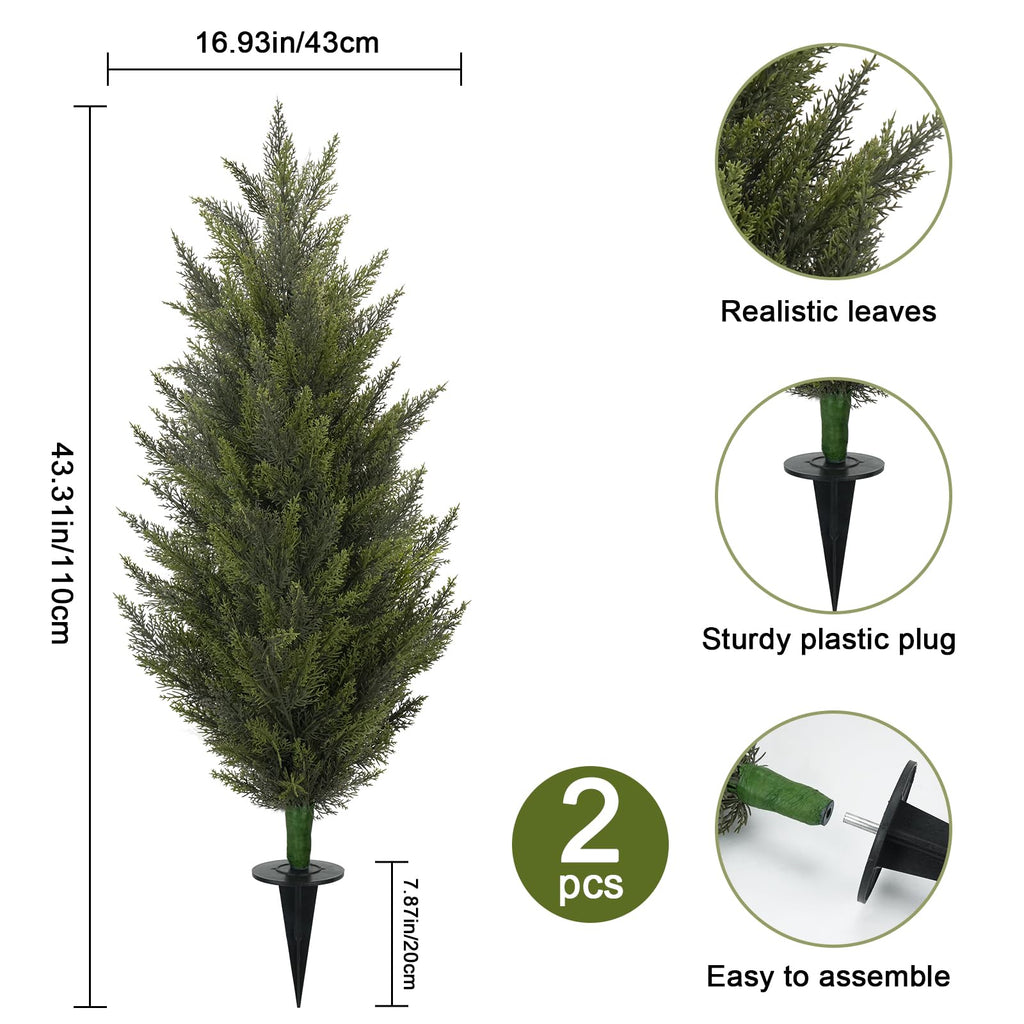 3.6FT Fake Topiary Trees Artificial Outdoor 2 Pcs UV Resistant Shrubs