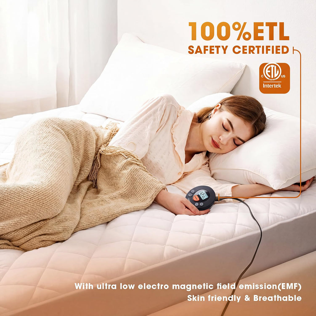 Heated Mattress Pad, Electric Bed Warmer with Preheat