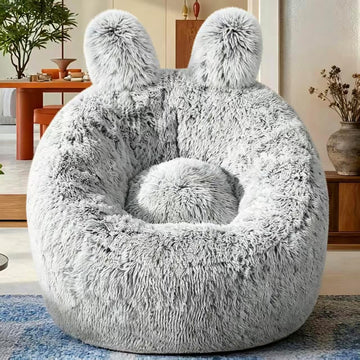 Plush Faux Fur Bean Bag Chairs, Memory Foam Filled Sofa Chair Shape Bean Bag for Adults/Teens/Kids, Ultra-Soft Lazy