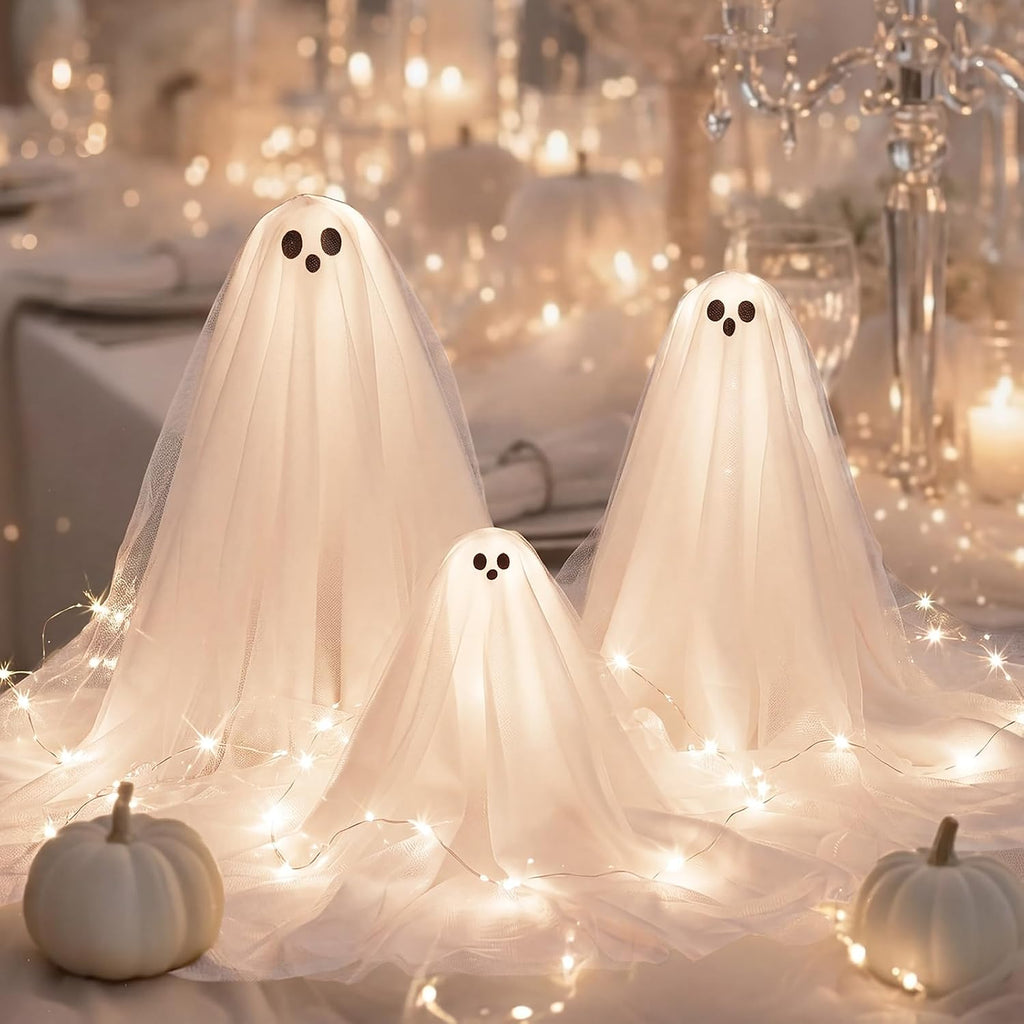 Halloween Decorations Light Ghost Table Decor LED Ghost Lamp - Set of 3