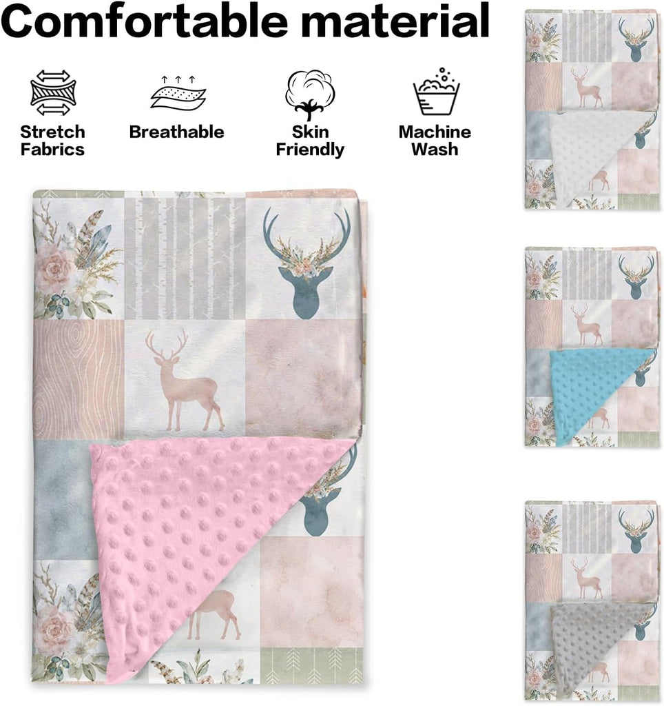 Girl Blanket with Name, Custom Minky Dot Baby Blanket for Newborn Infant Toddler, Sika Deer Princess Nursery Blanket