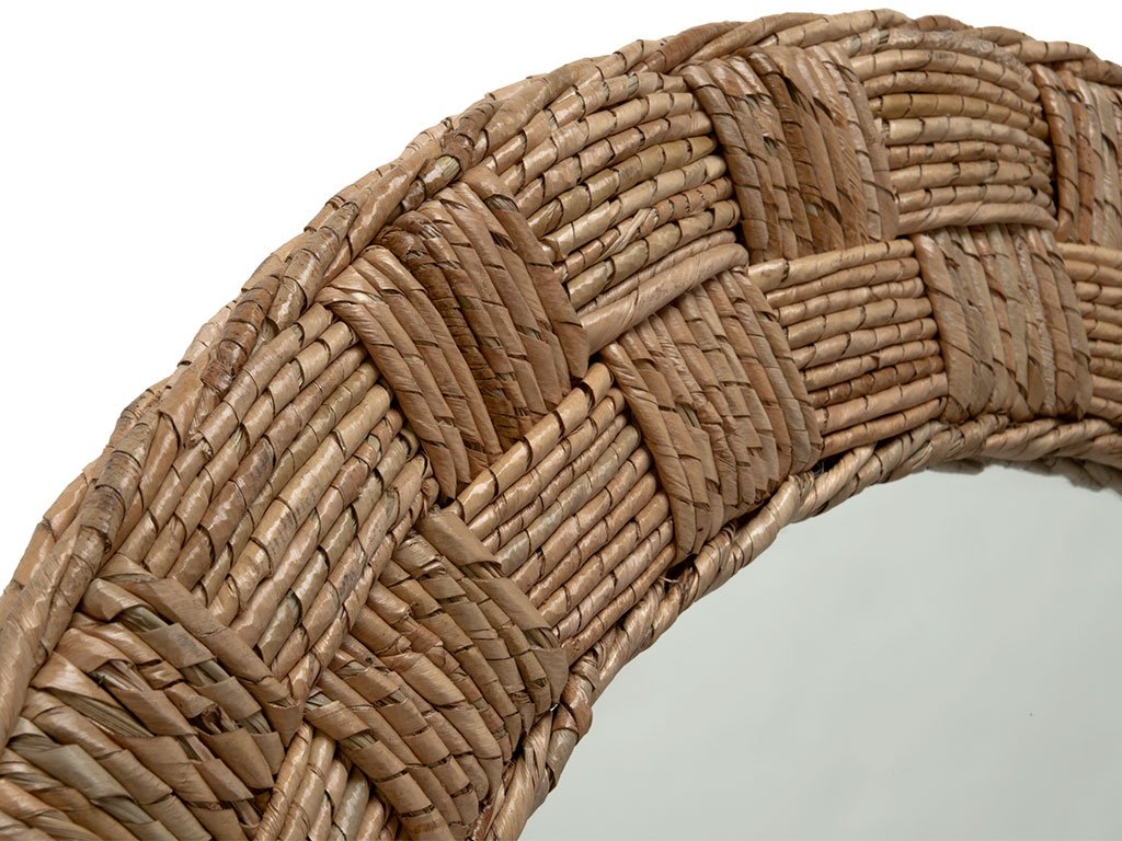 Round Rope Wall Mirror, Chequered, Beige/Natural