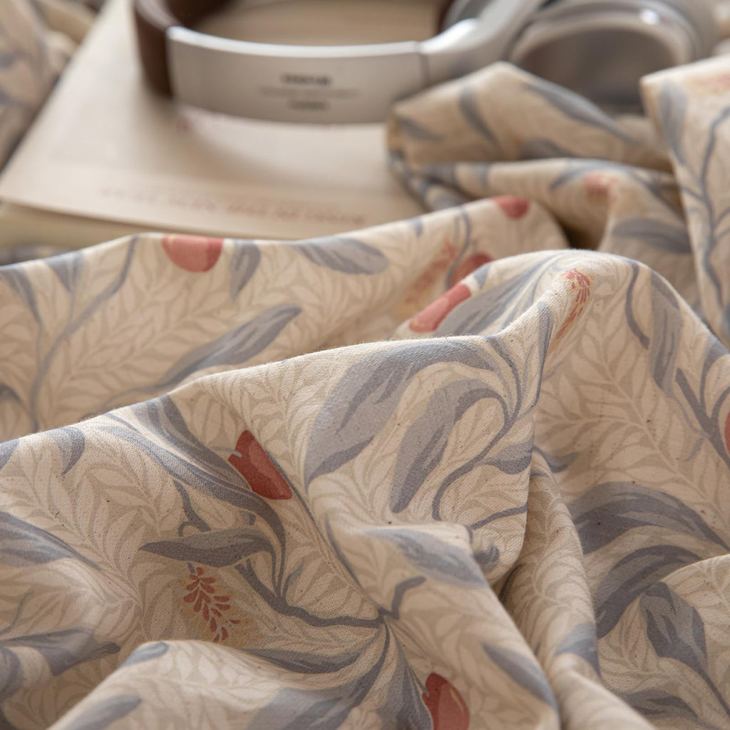 Cotton Linen Floral Duvet Cover Set - Vintage Botanical Print Bedding with Wooden Button Closure, Soft