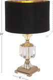 Deco 79 Crystal Room Table Lamp Accent Lamp with Gold Accents, Lamp 14" x 14" x 24", Black