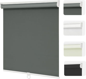 Blackout Roller Shades Cordless for Windows, 44"W x 72"H, 100% Room Darkening Window Blinds, Thermal Insulated UV Protection, Easy