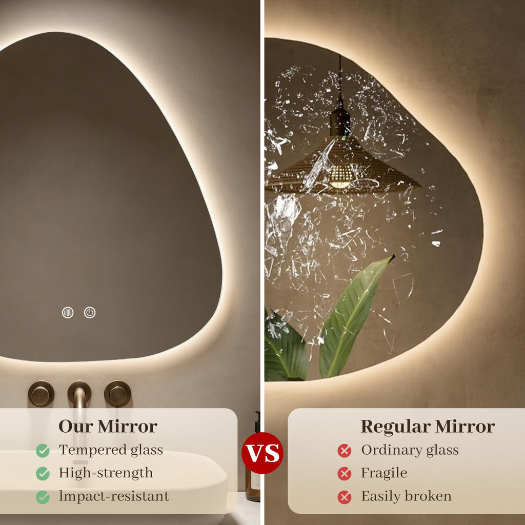 LED Bathroom Mirror with Lights, 22 x 24 Inch Led Bathroom Vanity Mirror for Wall, Anti Fog Mirror, 3 Colors