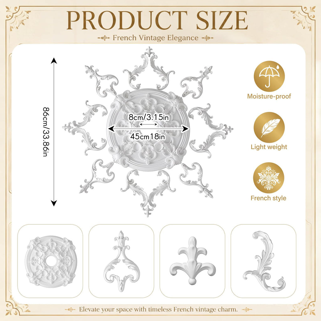 33.86 Inch Large Ceiling Medallion for Light Fixtures