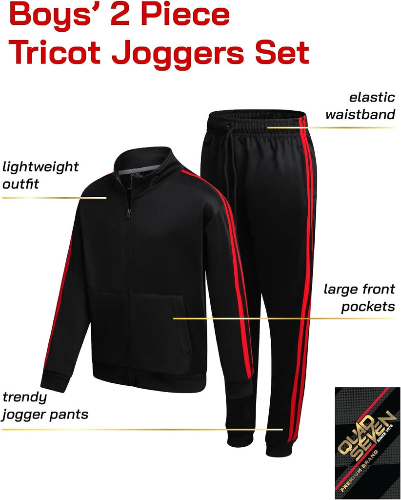 Boys Tracksuit Set - 2 Piece Athletic Tricot Zip Up Boys Sweatshirts and Jogger Pants Outfit