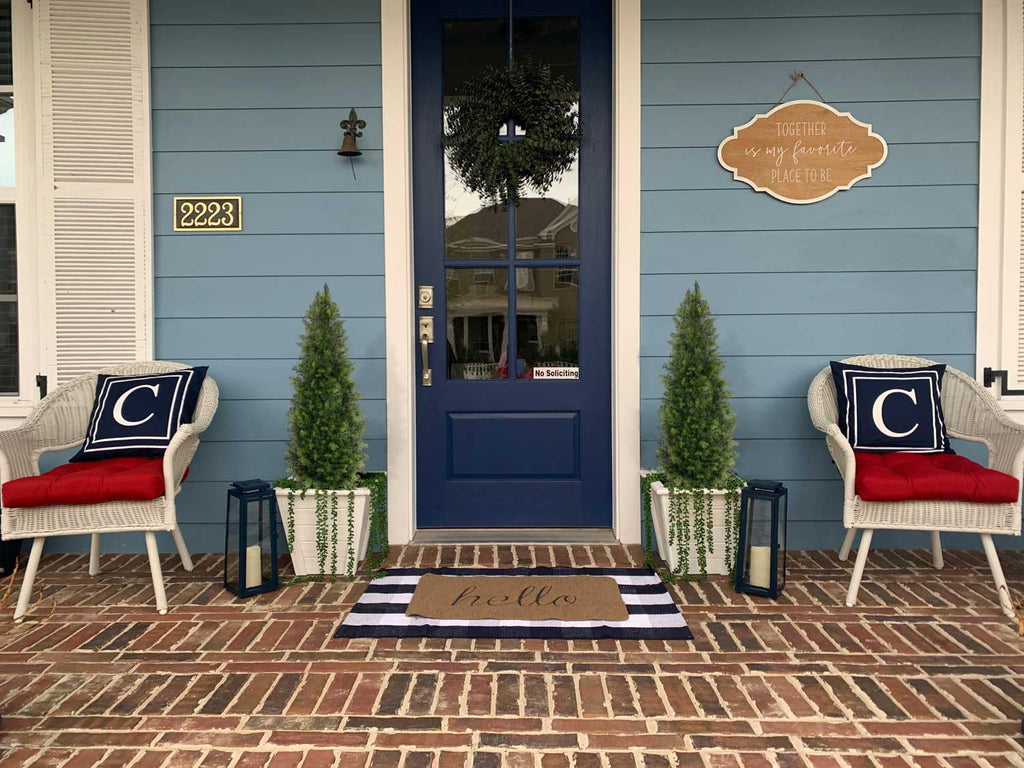 4ft Artificial Cedar Topiary Trees for Outdoor Front Porch Door, 4 Feet Faux Potted Plants Evergreen Fake Pine