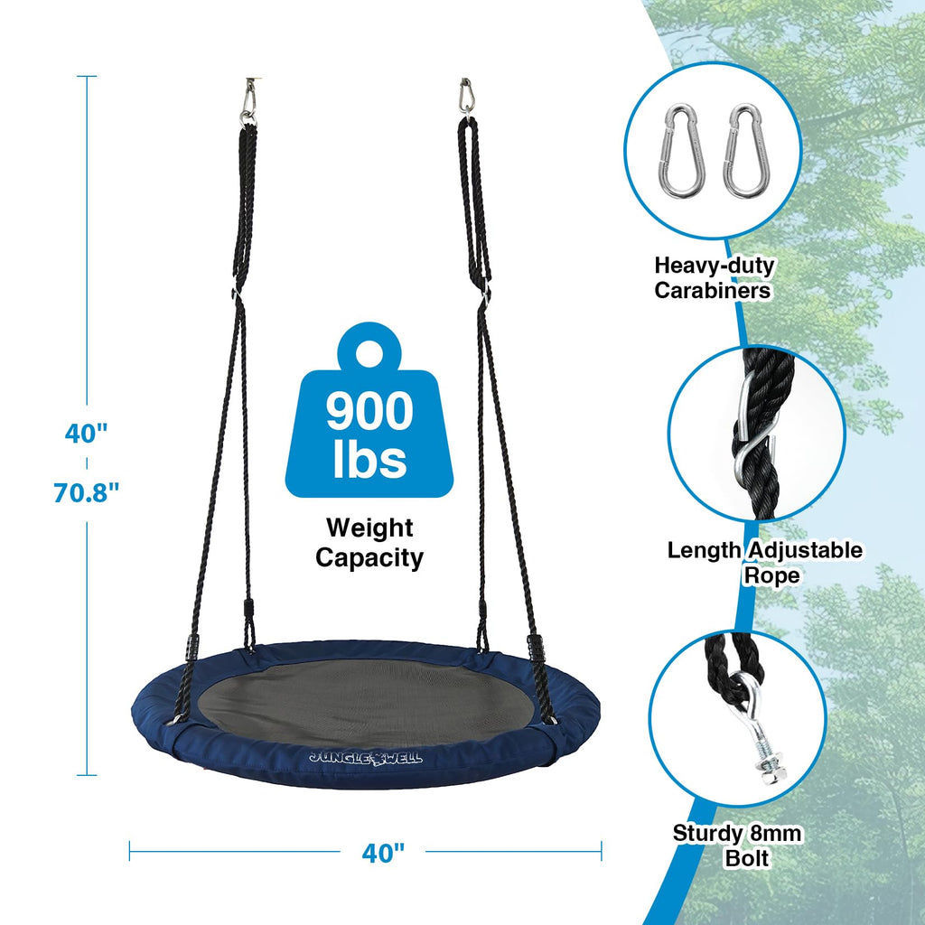 Saucer Swing - 40 Inches Tree Swing for Kids & Adults, Heavy-Duty 700lbs Capacity, Eco-Friendly Hanging Bird Nest