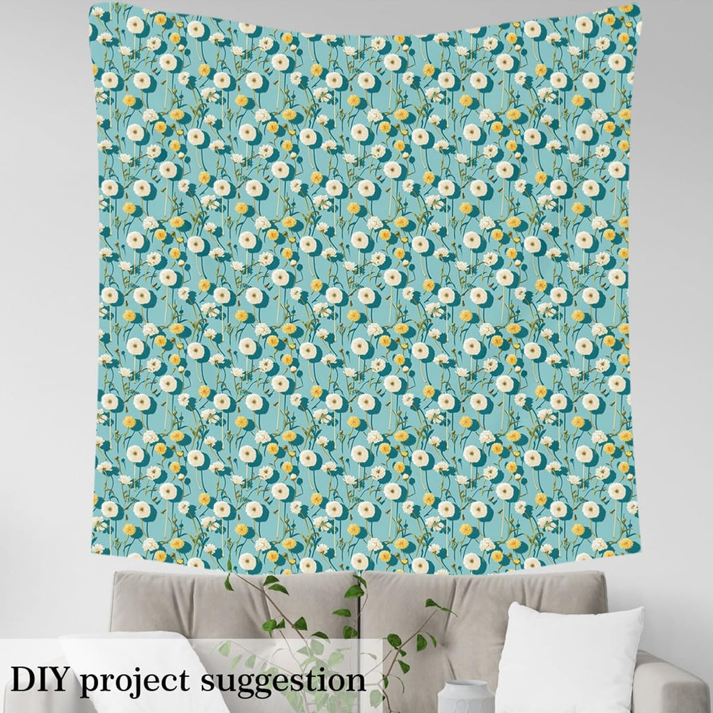 Dandelion Fabric by The Yard 3 Yards Floral Botanical Soft Flannel Decorative Fabric for Boys Girls Garden Flower