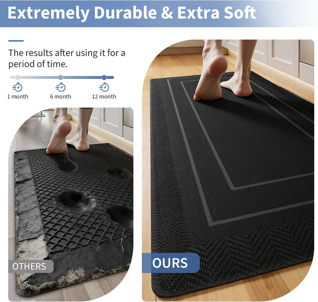 9/10"" Extra Thick Cushioned Anti Fatigue Kitchen Mat, Waterproof High Density Foam Standing Desk Mat, Non-Slip