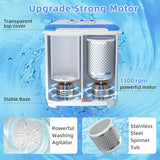 Portable Washing Machine, Twin Tub Washing Machine Laundry Compact Washer spinner Combo with 14lbs capacity, 9Lbs