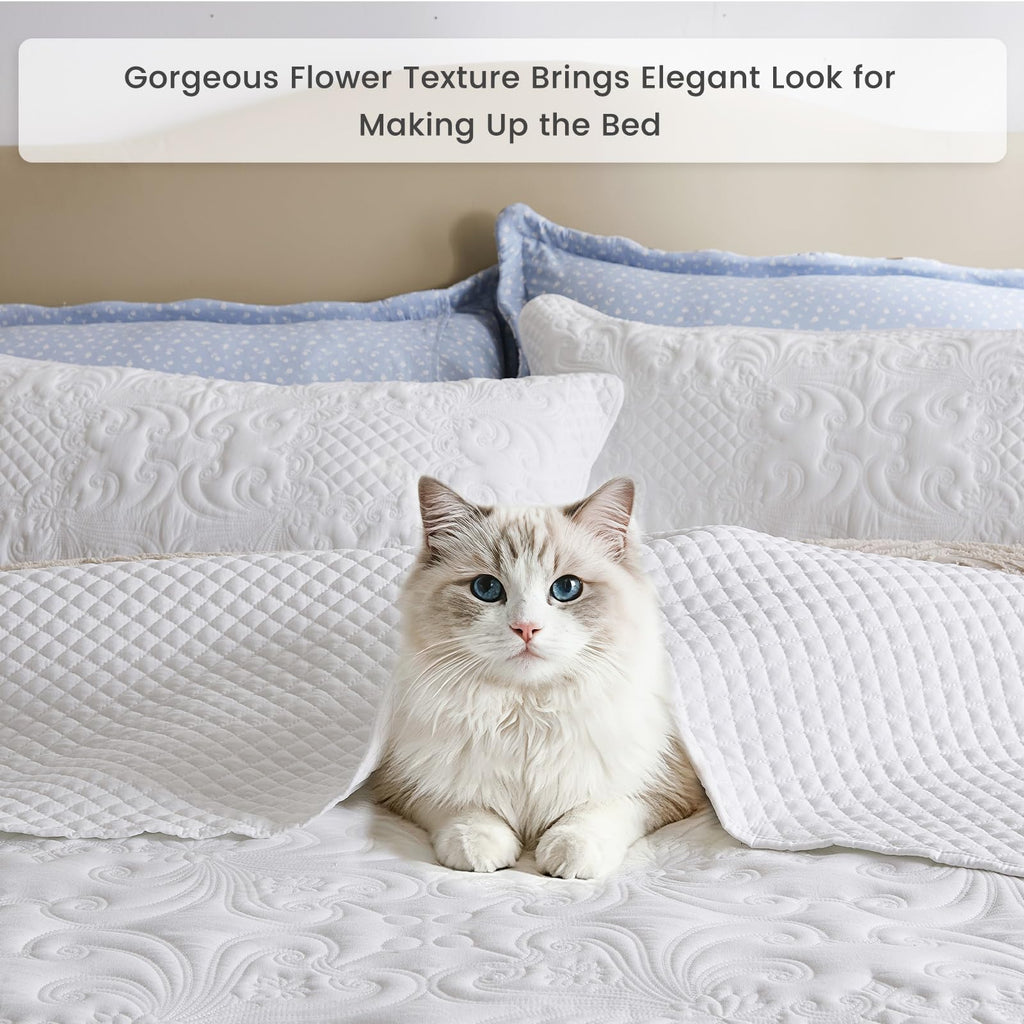 Alaskan King Quilt Set White Oversized King Bedspreads 132x120