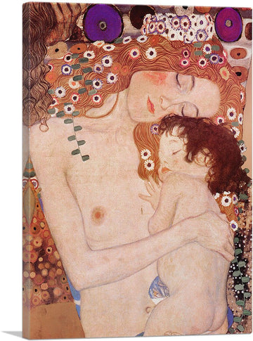 The Three Ages of Woman - Mother and Child Detail 1905 Canvas Art Print Stretched Framed Painting Picture Poster